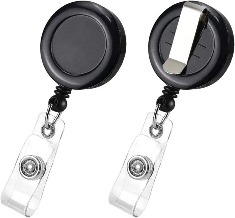 koorito 50 Pack Retractable Name Badge Holder Reel with Belt Clip Badge Reel Retractable for Teachers, Students, Office Workers (Black) - Image 1